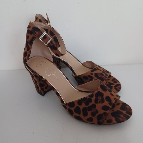 Jessica Simpson Platform Womens Heels Animal Fur Peep toe Ankle Strap Size 12 - Picture 2 of 7